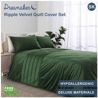 Dreamaker Ripple Velvet Quilt Cover Set Super King Bed Eden