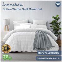 Dreamaker Cotton Waffle Quilt Cover Set Super King Bed White