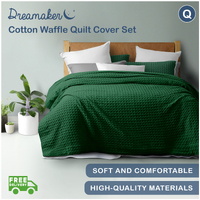 Dreamaker Cotton Waffle Quilt Cover Set Queen Bed Eden