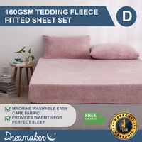Dreamaker Teddy Fleece Fitted Sheet Pink Double Bed