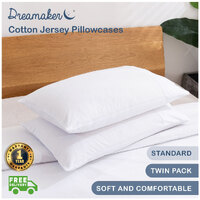 Dreamaker cotton Jersey Standard finish pillowcase-pair White
