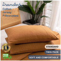Dreamaker Cotton Jersey Standard Finish Pillowcase Pair Rust