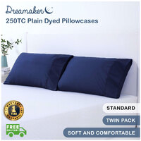 Dreamaker 250Tc Plain Dyed Standard Pillowcases-48X73Cm Navy