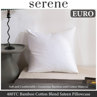 Serene 400TC Bamboo Cotton Blend Sateen Euro Pillowcase WHITE