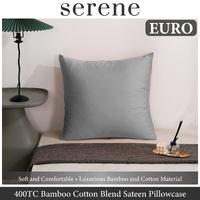 Serene 400TC Bamboo Cotton Blend Sateen Euro Pillowcase DOVE GREY