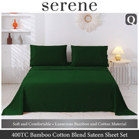 Serene 400TC Bamboo Cotton Blend Sateen Sheet Set EDEN Queen Bed