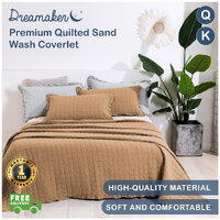 Dreamaker Premium Quilted Sand Wash coverlet Rust Queen/King
