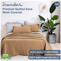 Dreamaker Premium Quilted Sand Wash coverlet Rust Super King Bed