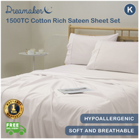 Dreamaker 1500TC Cotton Rich Sateen Sheet Set Golden Latte King Bed