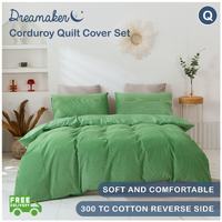 Dreamaker Corduroy Quilt Cover Set Queen Bed Eden 
