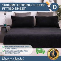 Dreamaker Teddy Fleece Fitted Sheet Charcoal Double Bed 