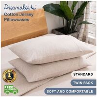 Dreamaker cotton Jersey Standard Finish Pillowcase - Pair Latte