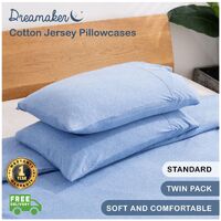 Dreamaker cotton Jersey Standard Finish Pillowcase - Pair Sky Blue