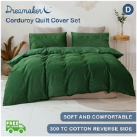 Dreamaker Corduroy Quilt Cover Set Double Bed Eden
