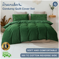Dreamaker Corduroy Quilt Cover Set Queen Bed Eden