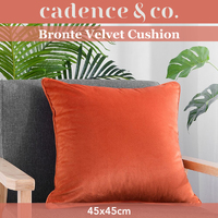 Cadence & Co Bronte Velvet Cushion Burnt Orange 45x45cm