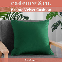Cadence & Co Bronte Velvet Cushion Emerald Green 45x45cm