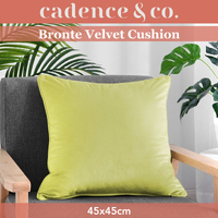 Cadence & Co Bronte Velvet Cushion Chartreuse 45x45cm