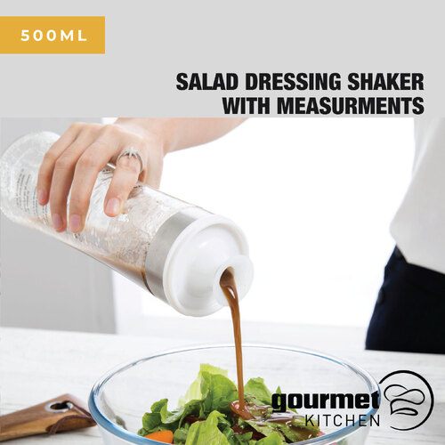 Gourmet Kitchen 500Ml Salad Dressing Shaker With Measurments - Clear