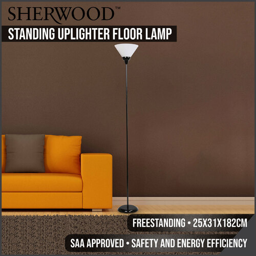 Sherwood Lighting Free Standing Uplighter Floor Lamp - Black And White