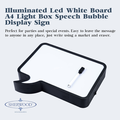 Sherwood Speech Bubble Hand Written Light Box With Maker  Black/White