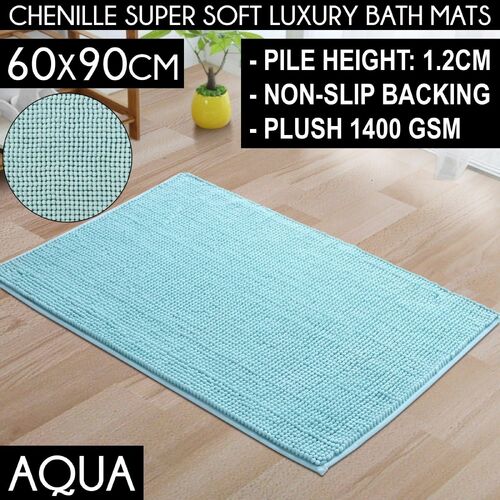Sherwood Chenille Bath Floor Mat 1400Gsm Aqua
