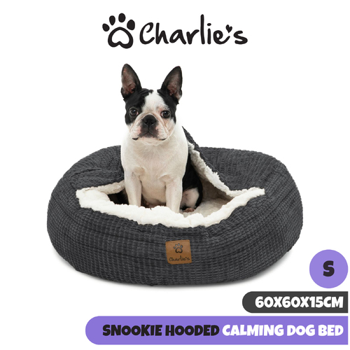 Charlie's Pet Hooded Dog Nest - Charcoal - Small