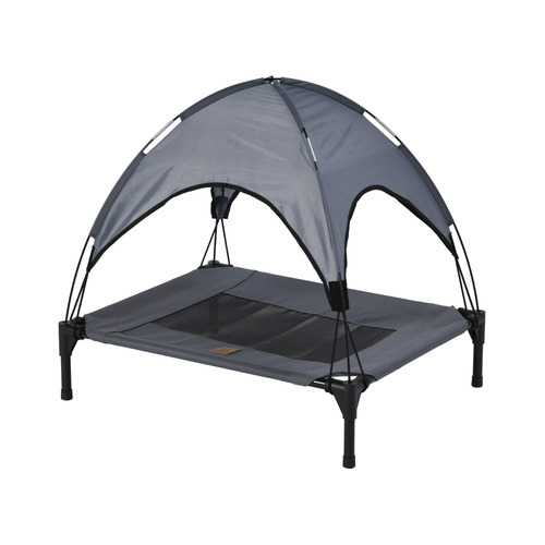 Charlies Elevated Pet Bed With Tent Light Grey Medium