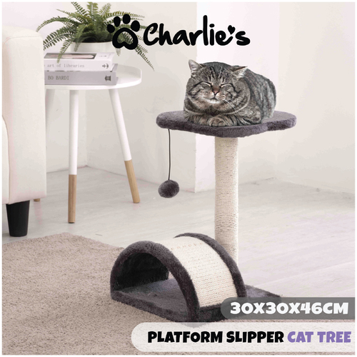 Charlie's Pet Platform Slipper Cat Tree - Grey - 30x30x46cm