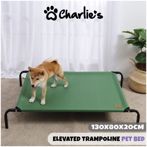 Charlie's Pet Elevated Trampoline Pet Bed - Green - Extra Large 130x80x20cm