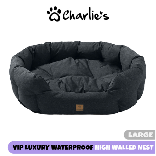 Charlie's Vip Luxury Waterproof High Walled Pet Nest Gunmetal Grey - Large