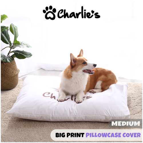 Charlie's Big Charlie Print Pet Pillowcase Cover White Medium (90 X 65 Cm)