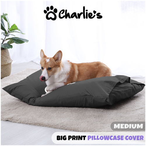 Charlie's Big Charlie Print Pet Pillowcase Cover Charcoal Medium (90 X 65 Cm)