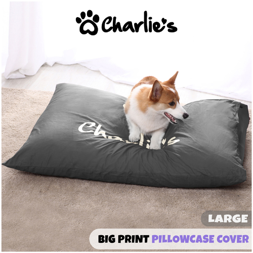 Charlie's Big Charlie Print Pet Pillowcase Cover Charcoal Large (115 X 90 Cm)