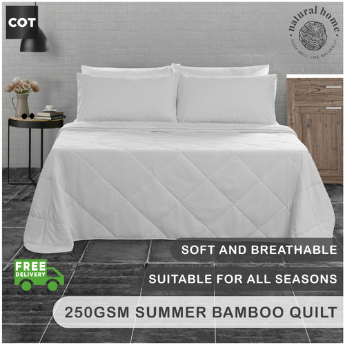 Natural Home Summer Bamboo Quilt 250gsm - White - COT
