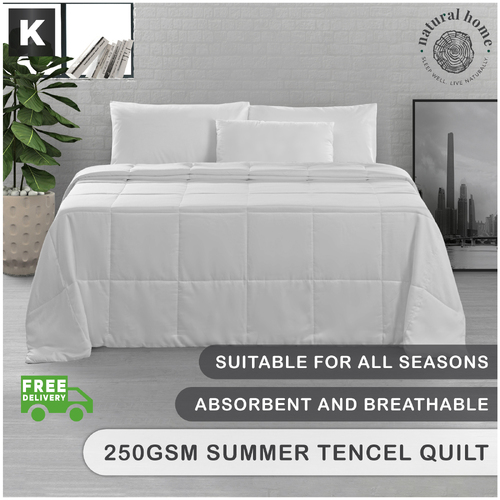 Natural Home Summer Tencel Quilt 250gsm - White - King Bed