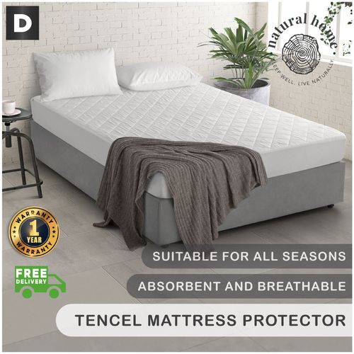 Natural Home Tencel Mattress Protector - White - Single Bed