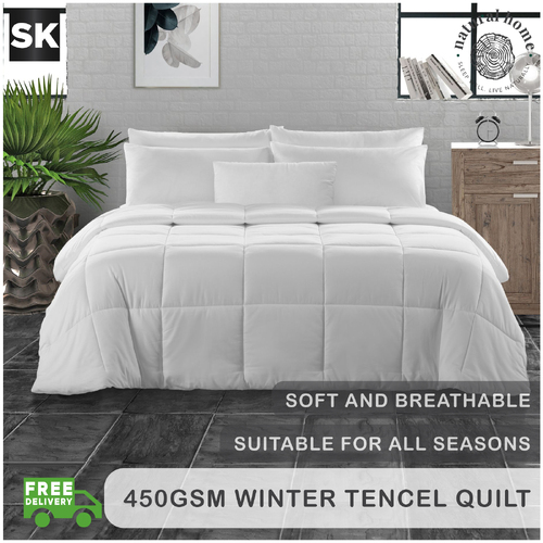 Natural Home Winter Tencel Quilt 450gsm - White - Super King Bed