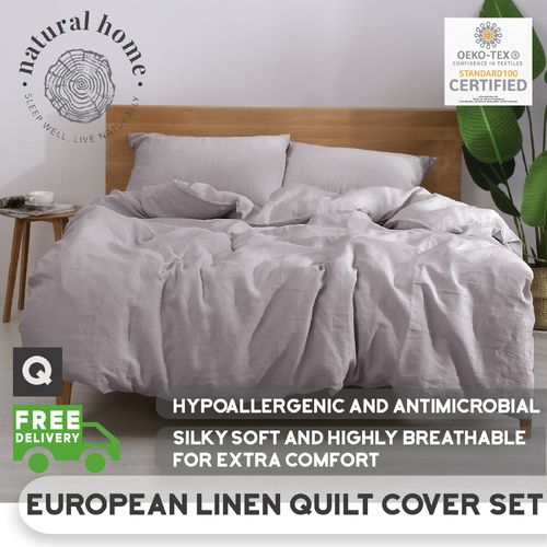 Natural Home European Flax Linen Quilt Cover Set Queen Bed European Flax Linen