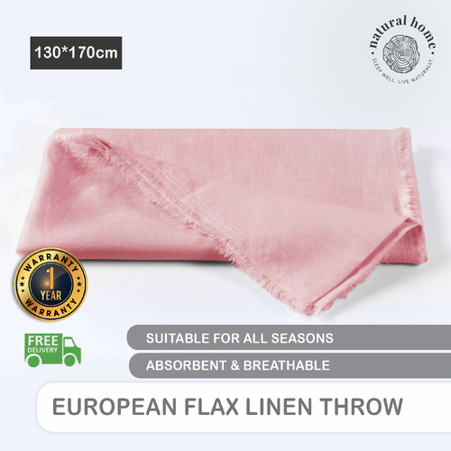 Natural Home 100% European Flax Linen Throw Pink