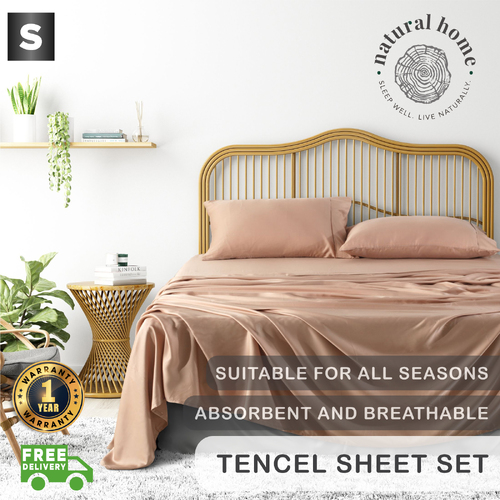 Natural Home Tencel Sheet Set HAZELNUT Single Bed