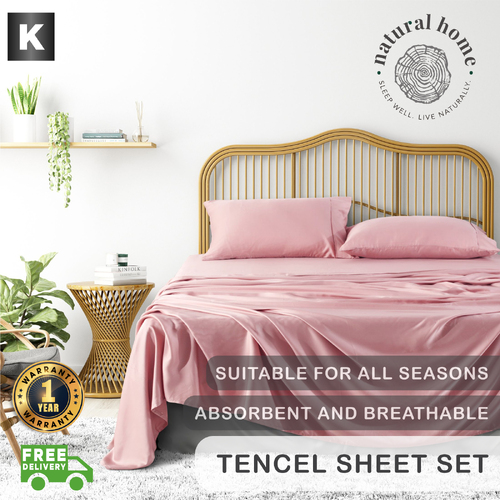 Natural Home Tencel Sheet Set PINK BLUSH King Bed