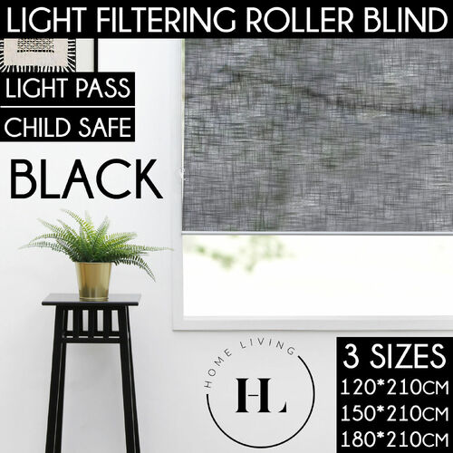 Home Living Faux Linen Roller Blind Black 120*210Cm