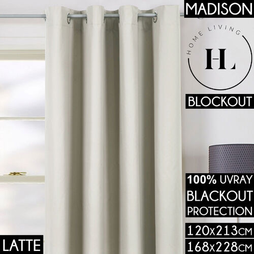 Sherwood Natural Blockout Curtains Metal Eyelet Shades Latte Blackout Curtain Madison