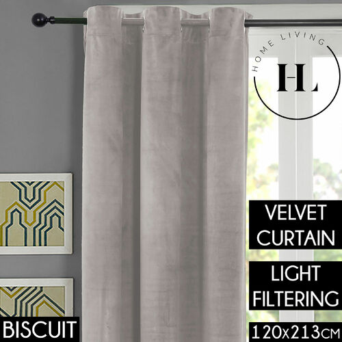 Home Living Velvet Light Filtering Curtains Biscuit Metal Eyelet Shades Curtain Drapes See Through