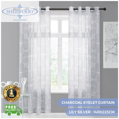 Sherwood Home Lily Silver Eyelet Curtain Eyelet Curtain 140x223cm