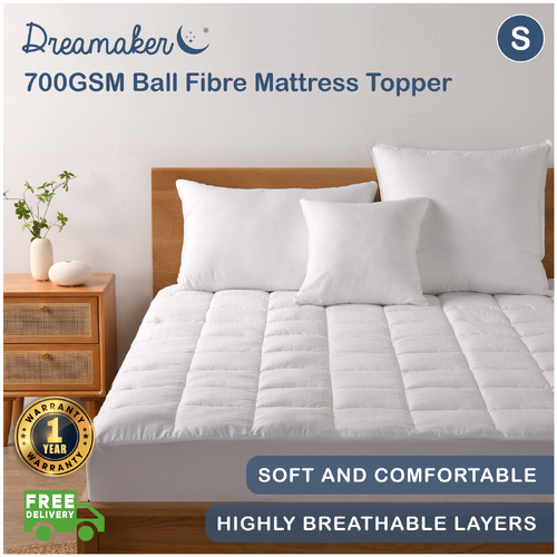 Dreamaker 700Gsm Ball Fibre Mattress Topper - Single Bed