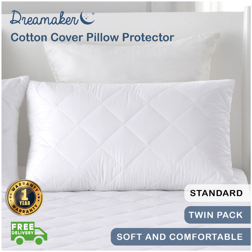 Dreamaker Cotton Cover Pillow Protector - Standard  48 x 73 cm (2 Pack)