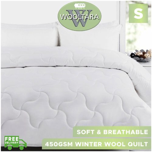 Wooltara Imperial Luxury 450GSM Washable Winter Australia Alpaca Blend Wool Quilt - Single Bed