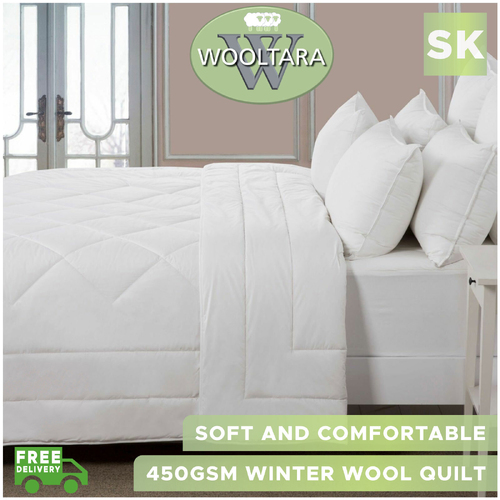 Wooltara Classic 450GSM Winter Australian Wool Quilt - Super King Bed